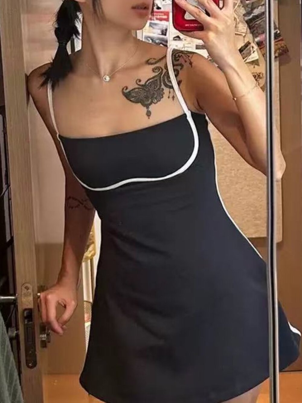 📸 ALO Yoga Printed Streamlined Sports Dress Black and White Color Block NWT🖤 - Picture 1 of 4